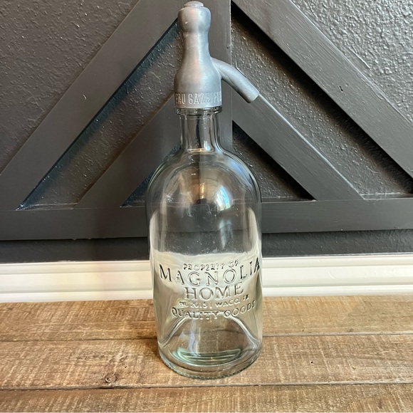 MAGNOLIA Home Waco, TX Quality Goods Clear Glass Seltzer Bottle - Picture 1 of 7
